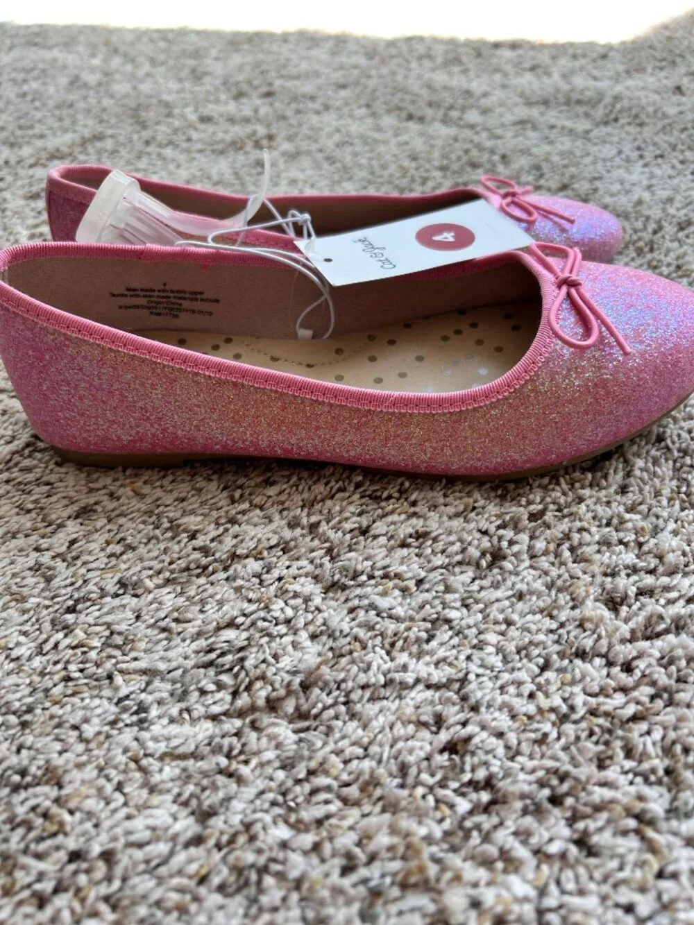Cat and Jack Glitter Pink Flats Size 4